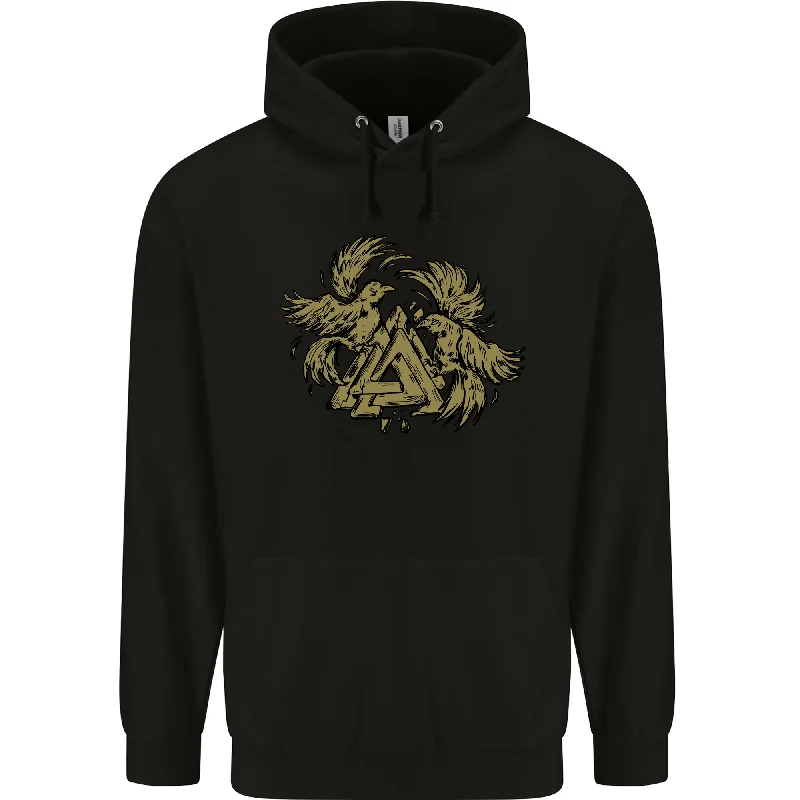 Year-End Clearance Valknut Symbol With Ravens Vikings Mens 80% Cotton Hoodie