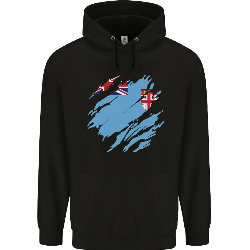 Lowest Price Torn Fiji Flag Fijian Day Football Mens 80% Cotton Hoodie