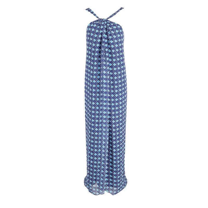 Discount Deals Diane Von Furstenberg Lilita Halter Maxi Dress in Blue Silk