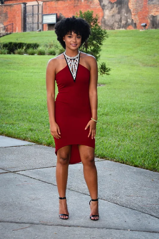 Shop and Save Diamond Dress (Available in Burgundy or Black)