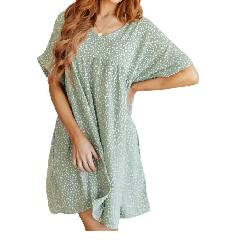 Limited Availability Rodeo Lights Dolman Sleeve Dress In Green Floral