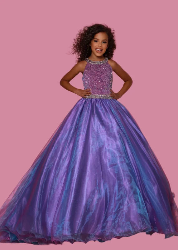 Exclusive Savings Sugar Kayne C321 Size 10 Orchid Velvet Sequin High neck Girls Pageant Dress Shimmer Ball gown
