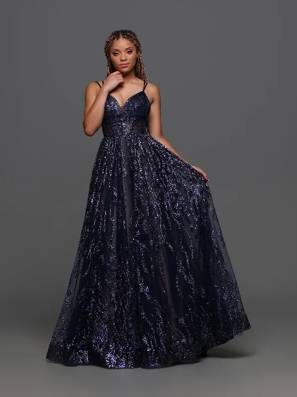 Discount Days Candice Wang 72329 Size 20 Navy Sheer A Line Prom Dress V Neck Formal Gown