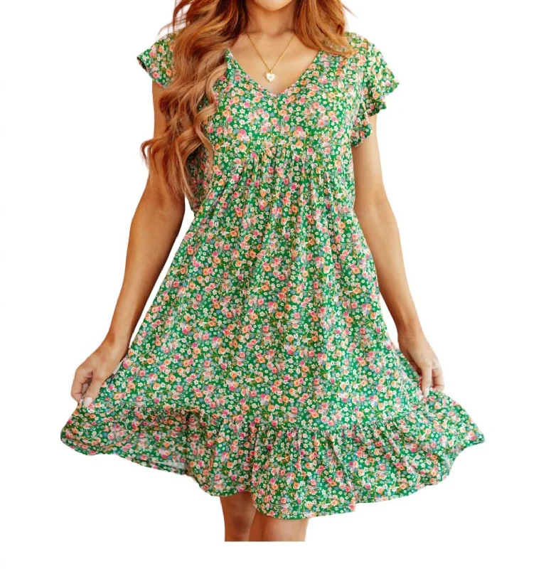 Super Sale Can't Fight The Feeling Floral Dress In Green