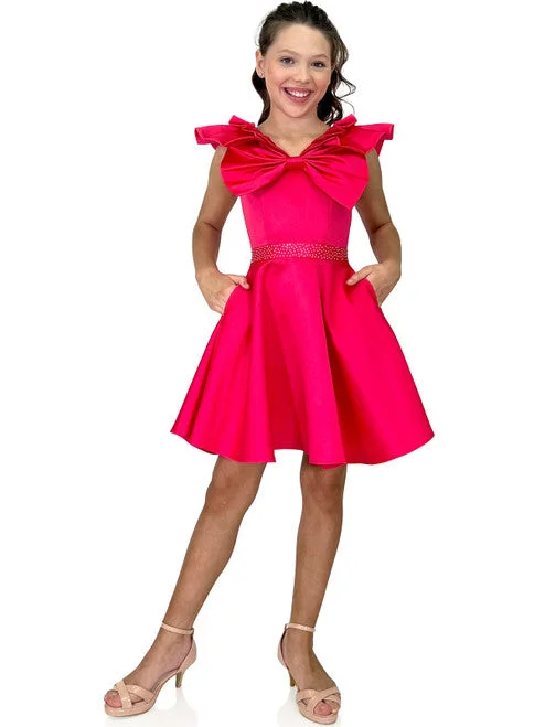 Anniversary Sale Marc Defang K6013 Short A Line Girls Pageant Cocktail Dress Interview Bow Pockets Formal