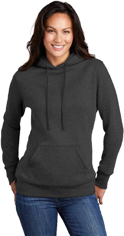 Bargain Prices Port & Company LPC78H Ladies Core Fleece Pullover Hooded Sweatshirt - Dark Heather Gray