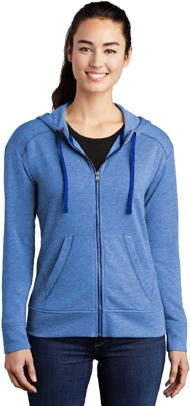 Today’s Deal Sport-Tek LST293 Ladies PosiCharge Tri-Blend Wicking Fleece Full-Zip Hooded Jacket - True Royal Heather