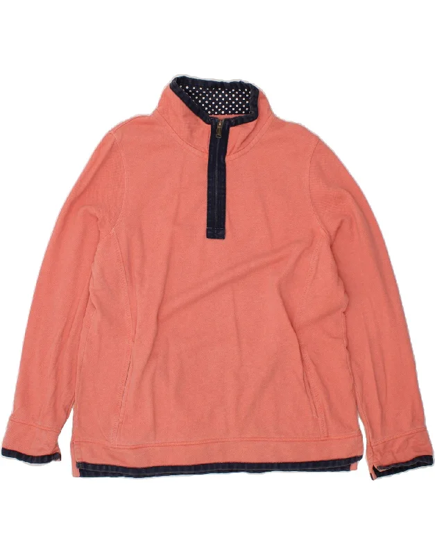 Crazy Deals FAT FACE Womens Zip Neck Sweatshirt Jumper UK 16 Large Pink Cotton
