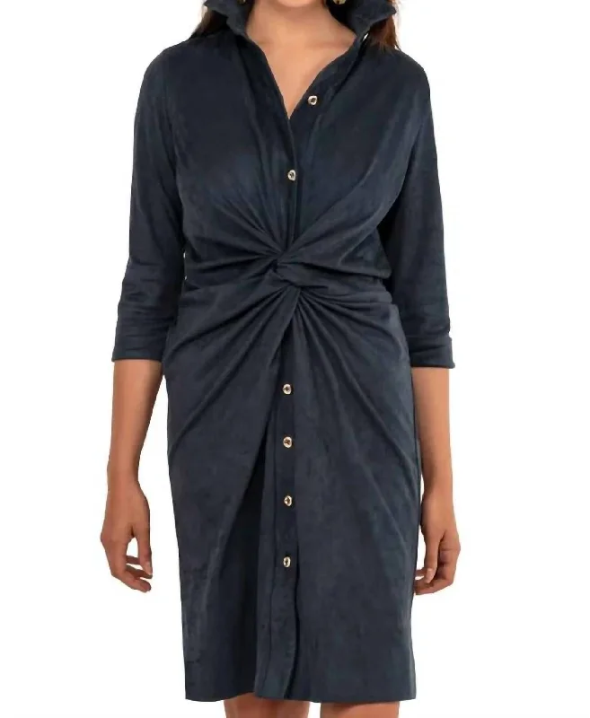 Instant Discount Ultra Suede Twist Dress In Navy