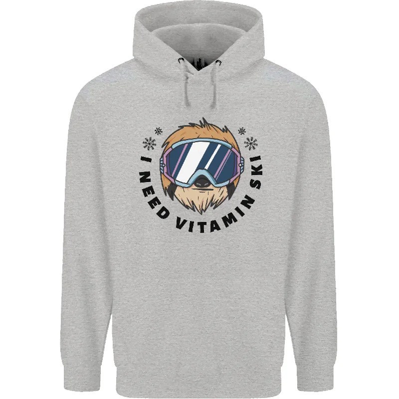 Special Discount Vitamin Ski Funny Skiing Sloth Mens 80% Cotton Hoodie