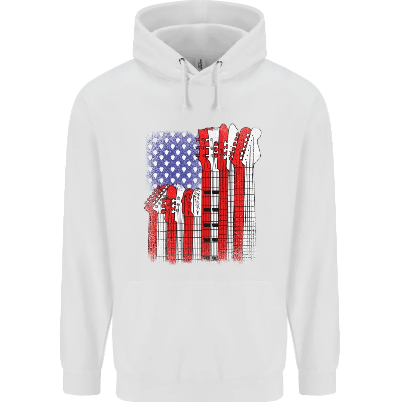 Massive Deals USA Guitar Flag Guitarist Electric Acoustic Mens 80% Cotton Hoodie