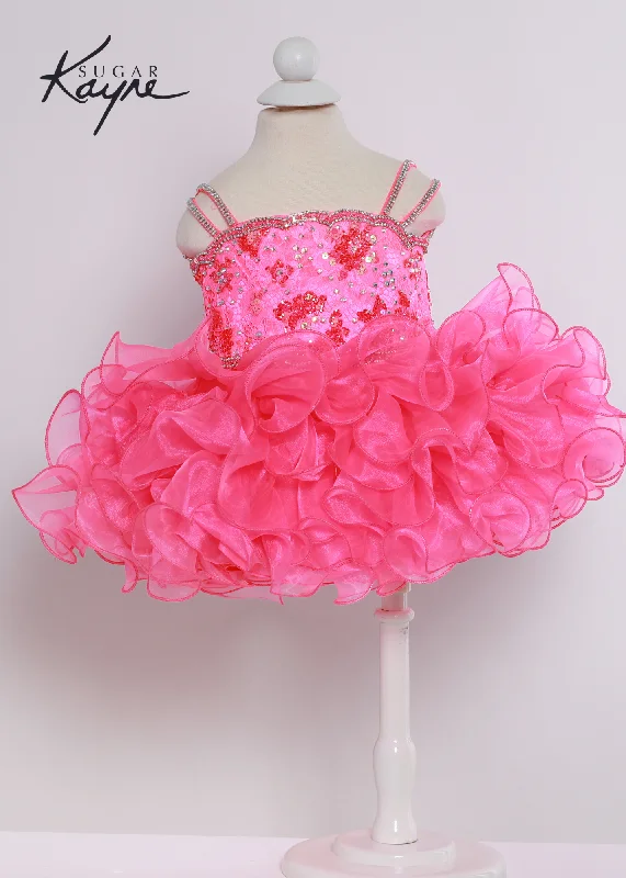 Best Bargains Sugar Kayne C225 Girls Baby Lace Sequin Crystal Cupcake Pageant Dress Ruffle Skirt Bow Corset