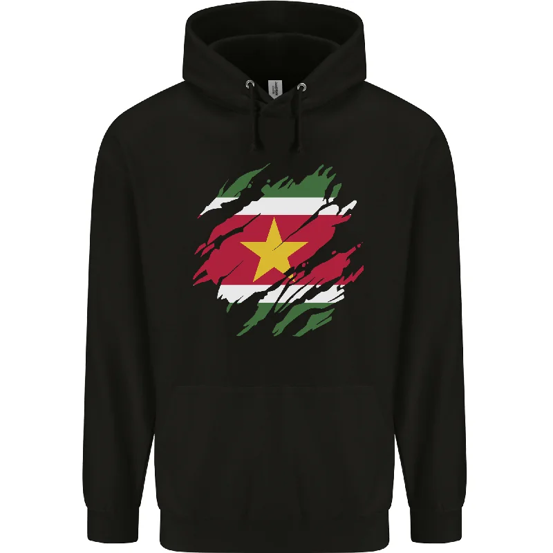 Time-Limited Offer Torn Suriname Flag Suriname Day Football Mens 80% Cotton Hoodie
