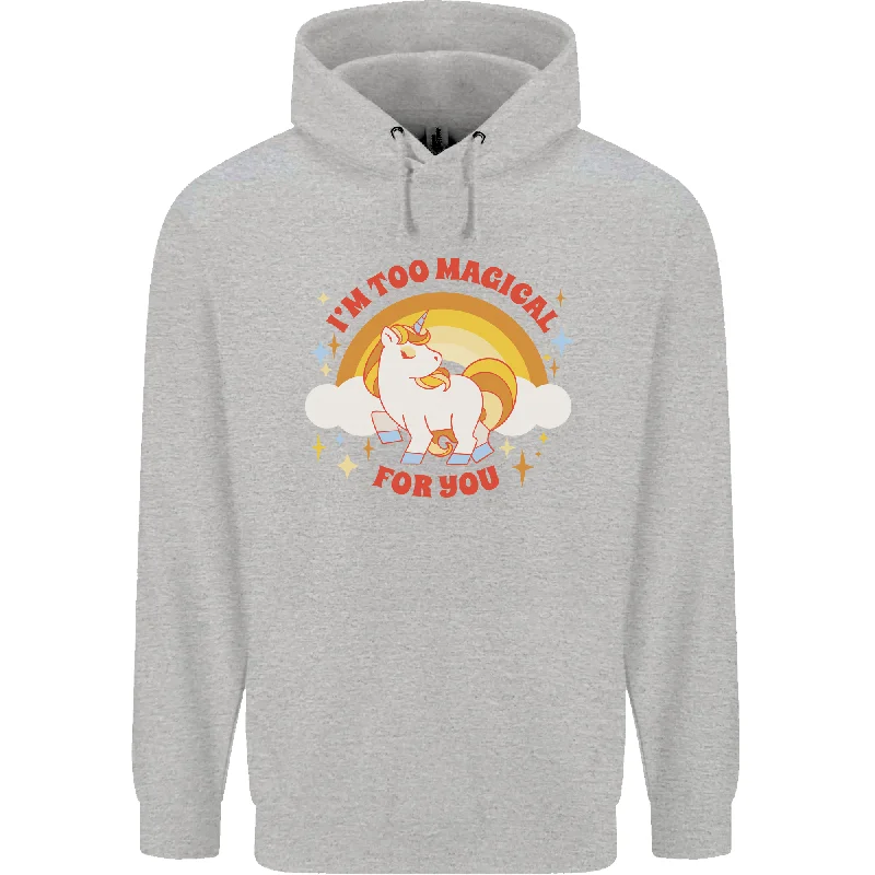 Discount Mania Unicorn Im Too Magical For You Mens 80% Cotton Hoodie