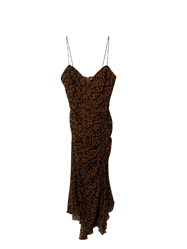 Hot Deal Nicholas Midi Dress in Leopard Print Silk Chiffon
