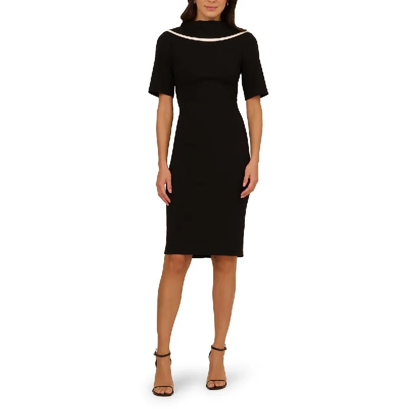 Price Reduction Womens Crepe Roll Neck Sheath Dress