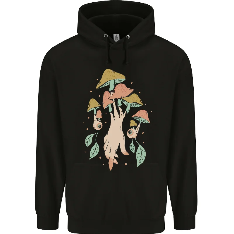 Discount Extravaganza Trippy Magic Mushrooms With Eyes Mens 80% Cotton Hoodie