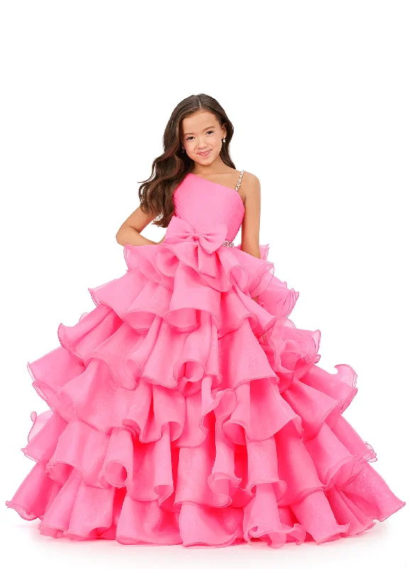 Loyalty Reward Ashley Lauren Kids 8217 Long Ruffle Layer Girls Pageant Ballgown Bow Crystal Belt Gown