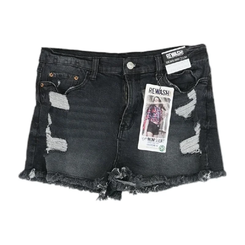 Price Slash Black Solid Denim Shorts