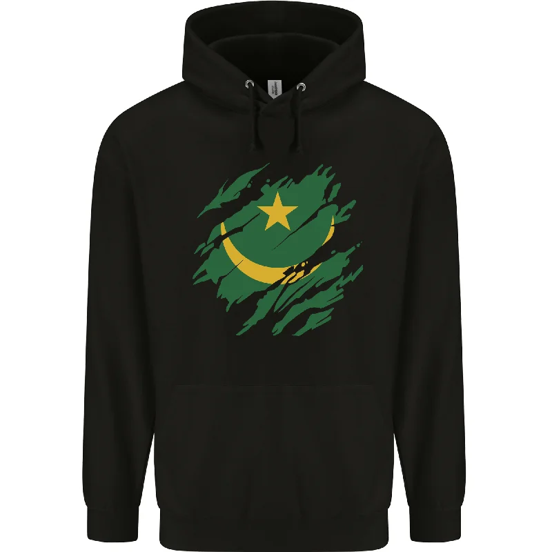 Special Savings Torn Mauritania Flag Mauritanian Day Football Mens 80% Cotton Hoodie