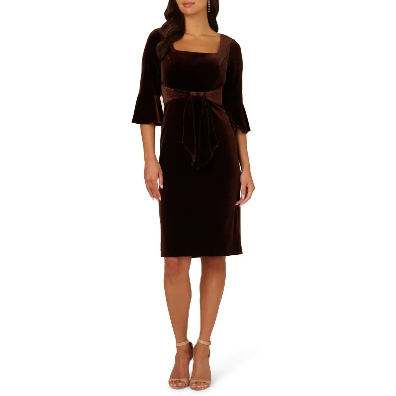 Massive Deals Womens Velvet Tie Front Sheath Dress