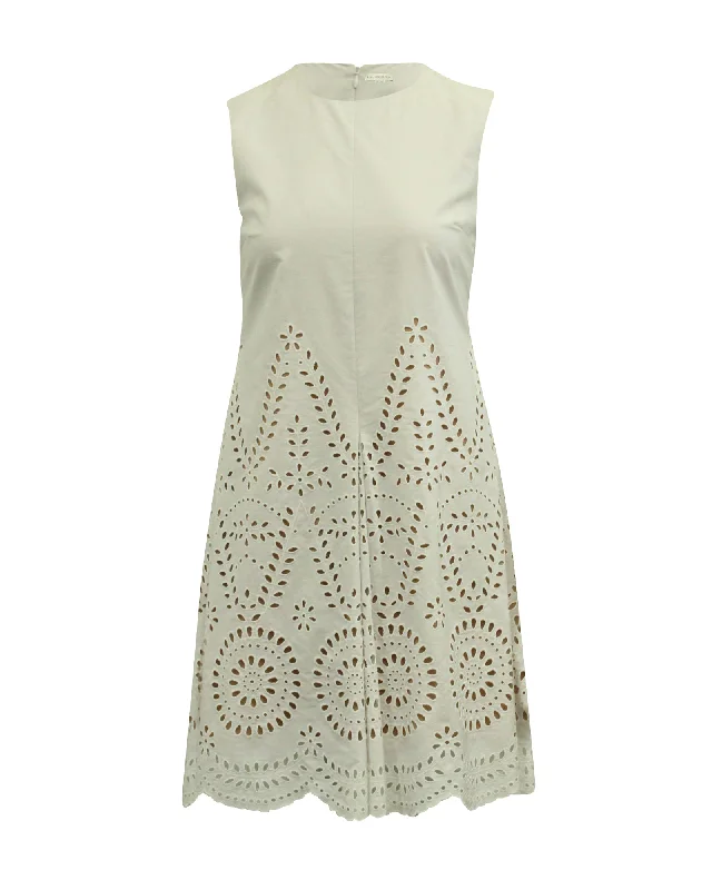 Price Drop Stella Mccartney Cutout Broderie Anglaise Sheath Dress in White Cotton