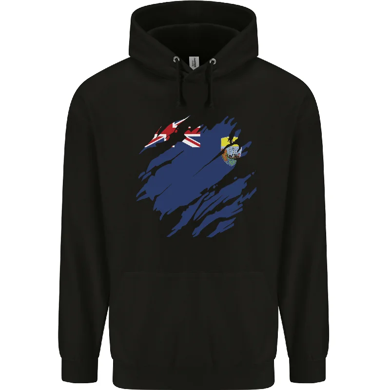 Now or Never Torn Flag Saint Helena Mens 80% Cotton Hoodie