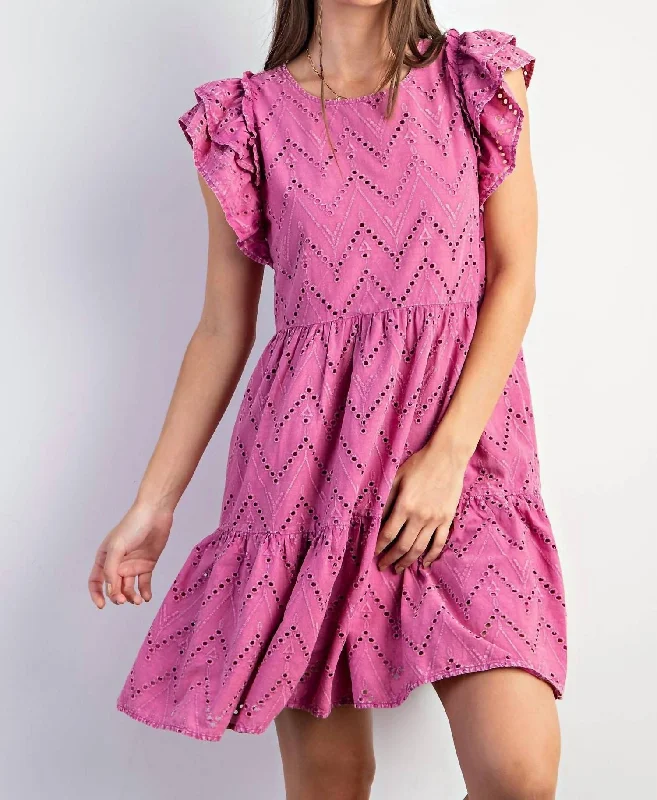 Price Rollback Eyelet Dress In Magenta