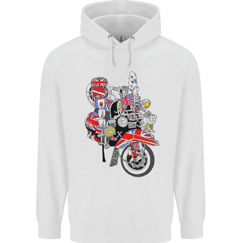 Online Specials Union Jack MOD Scooter British Flag Bike Mens 80% Cotton Hoodie
