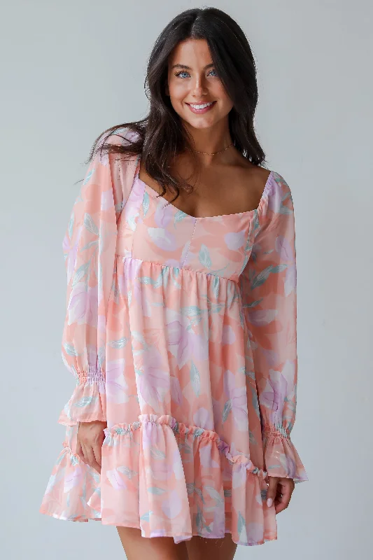 Must-Have Deals FINAL SALE - Bold Tendencies Peach Floral Mini Dress