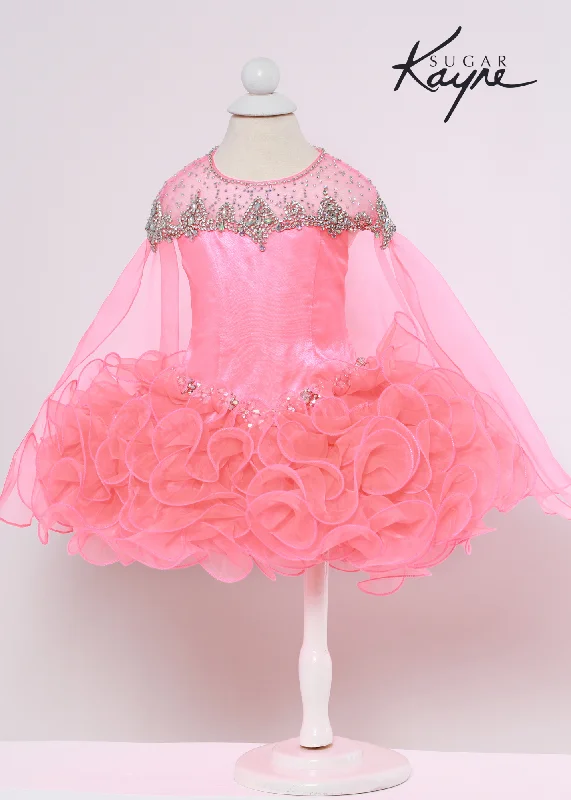 Huge Savings Sugar Kayne C219 Girls Ruffle Cupcake Pageant Dress Crystal Cape Formal Gown National