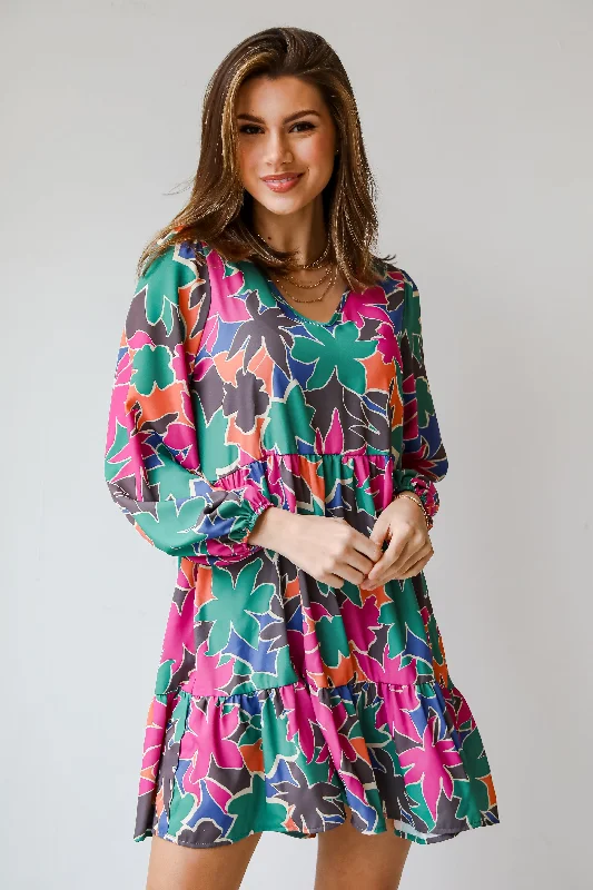 Limited Time Offer FINAL SALE - Sunnier Moments Green Floral Mini Dress