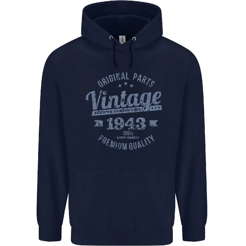 New Deals Vintage Year 81st Birthday 1943 Mens 80% Cotton Hoodie Navy Blue