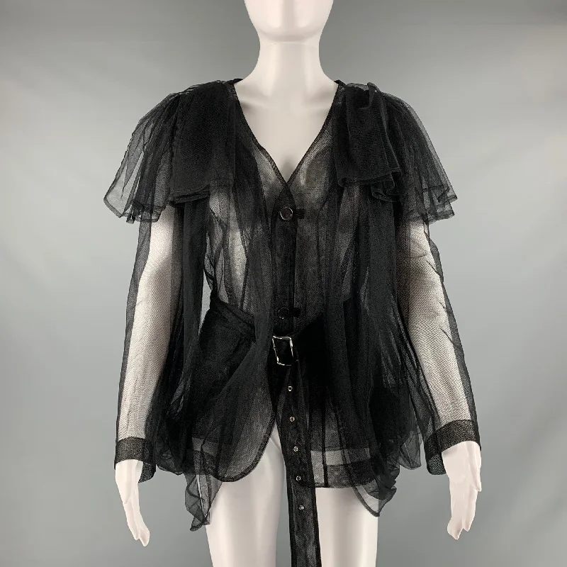Closeout COMME des GARCONS Size M Black Polyester See Through Jacket
