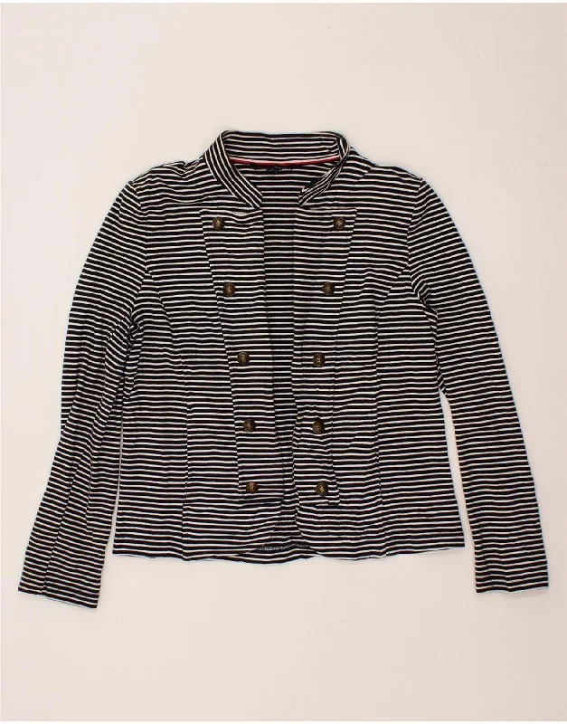 Bonus Savings TOMMY HILFIGER Womens Cardigan Sweater UK 16 Large Black Striped Cotton