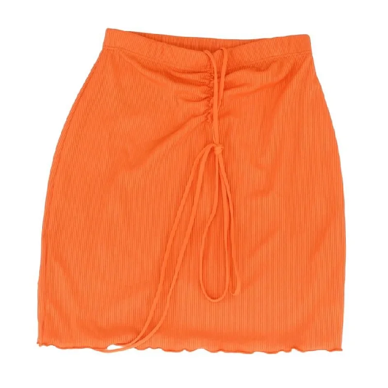 Inventory Reduction Neon Orange Solid Mini Skirt