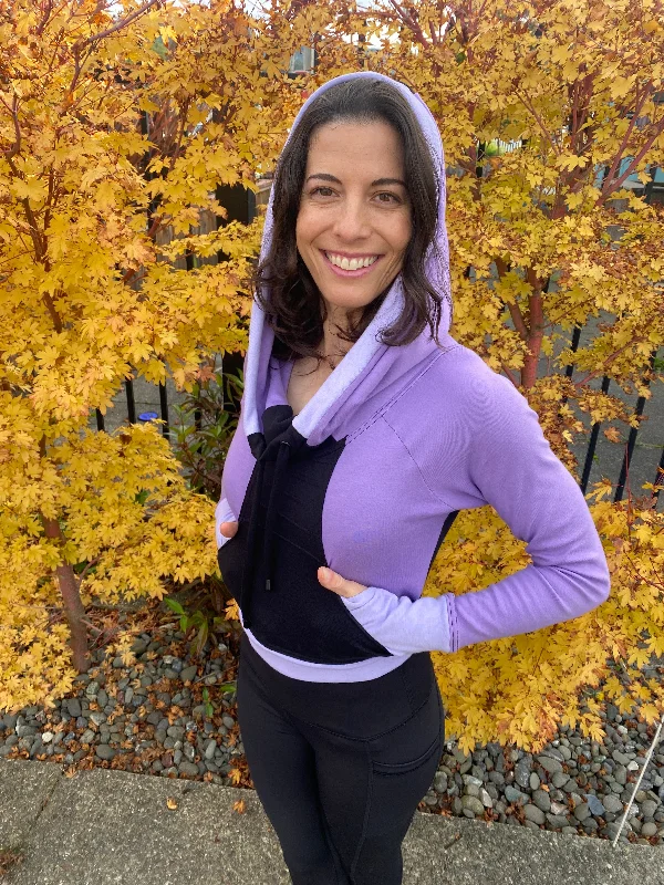 Price Blitz Interstellar Crop Hoodie - Organic Cotton Medium Weight Interlock Jersey Cowl Hooded Crop Pullover