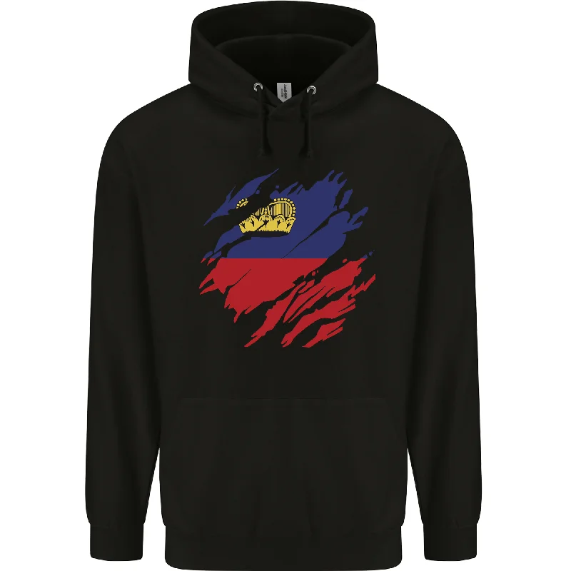 Great Bargains Torn Liechtenstein Flag Liechtensteiner Day Football Mens 80% Cotton Hoodie