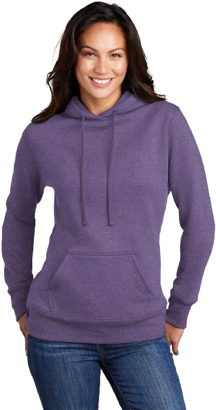 Discount Deals Port & Company LPC78H Ladies Core Fleece Pullover Hooded Sweatshirt - Heather Purple