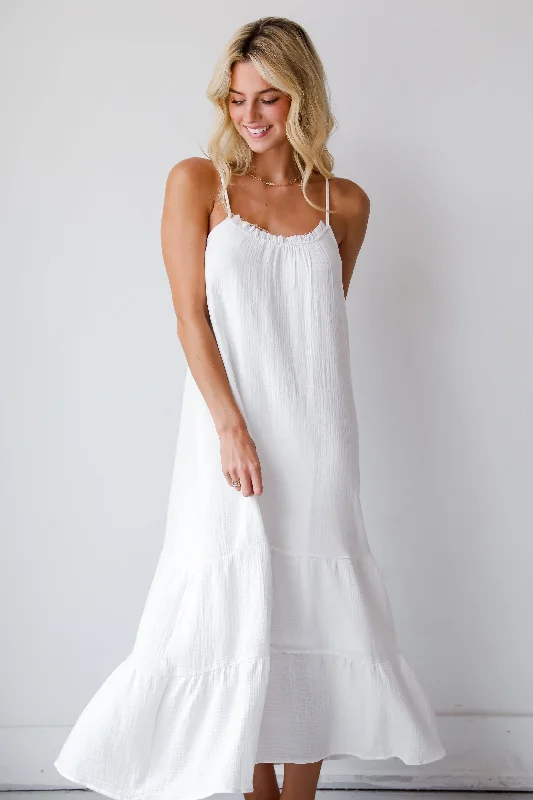 Online Only FINAL SALE - Sunkissed Cutie White Linen Maxi Dress