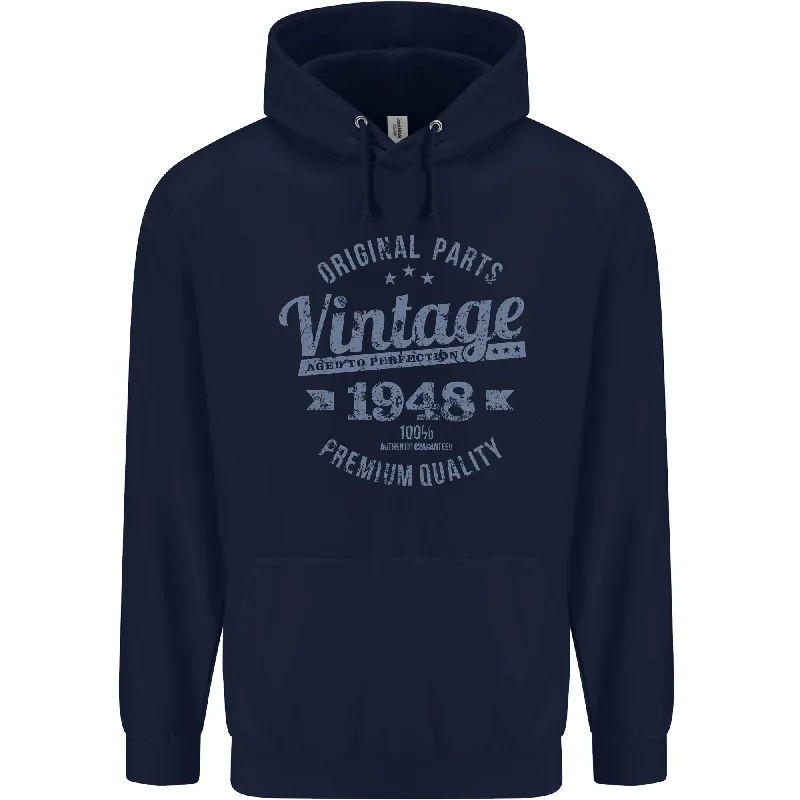 Discount Deals Vintage Year 76th Birthday 1948 Mens 80% Cotton Hoodie Navy Blue