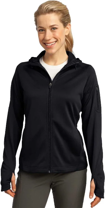 Exclusive Preview Sport-Tek L248 Ladies Tech Fleece Full-Zip Hooded Jacket - Black