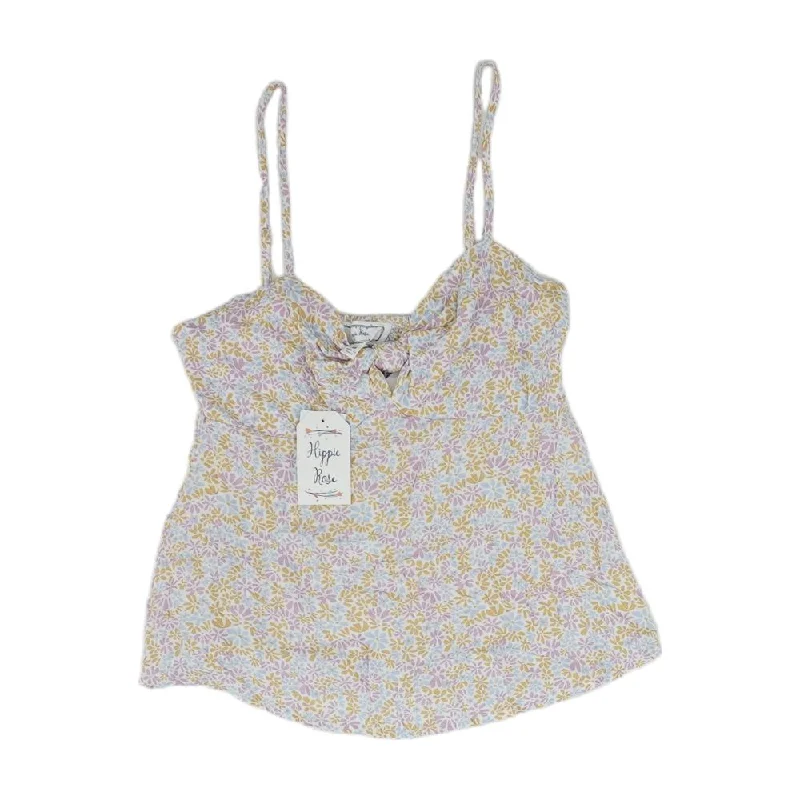 Special Price White Floral Cropped Tank