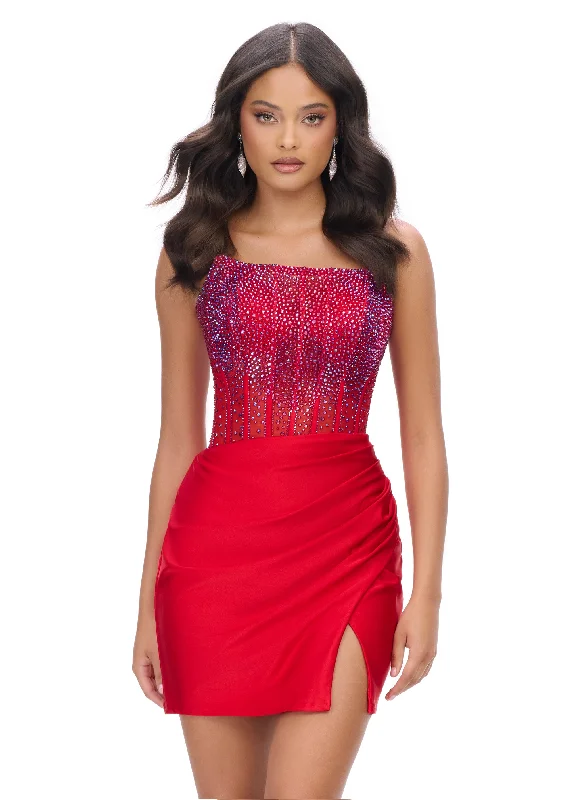 Instant Discount Ashley Lauren 4686 Size 4, 10 Red Short Sheer Crystal Homecoming Dress Formal Scoop Neck Cocktail Gown Instant Discount Ashley Lauren 4686 Size 4, 10 Red Short Sheer Crystal Homecoming Dress Formal Scoop Neck Cocktail Gown