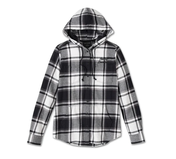 Year-End Sale Harley-Davidson® Women's Street Surplus Long Sleeve Flannel Shirt - YD Plaid - Bright White