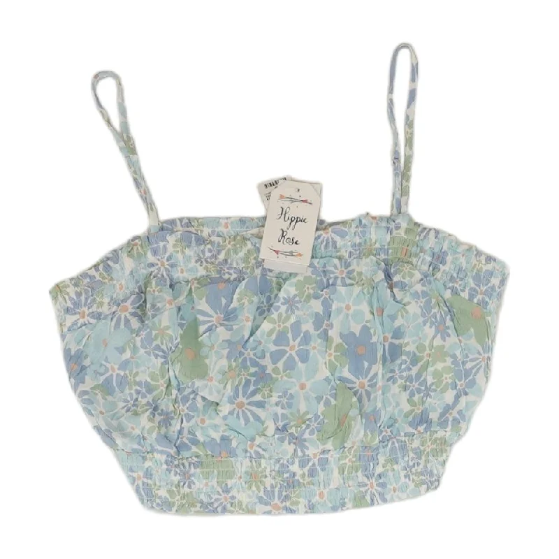 Steals and Deals Blue Floral Sleeveless Blouse