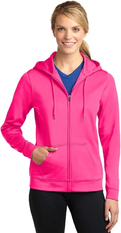 Epic Deals Sport-Tek LST238 Ladies Sport-Wick Fleece Full-Zip Hooded Jacket - Neon Pink