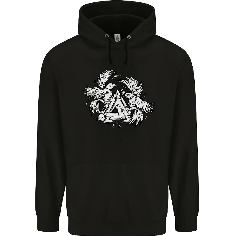 Don't Wait Vikings Valknut Symbol With Ravens Mens 80% Cotton Hoodie