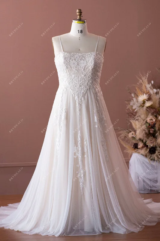 Price Rollback Plus Size Spaghetti Strap A-line Bridal Dress