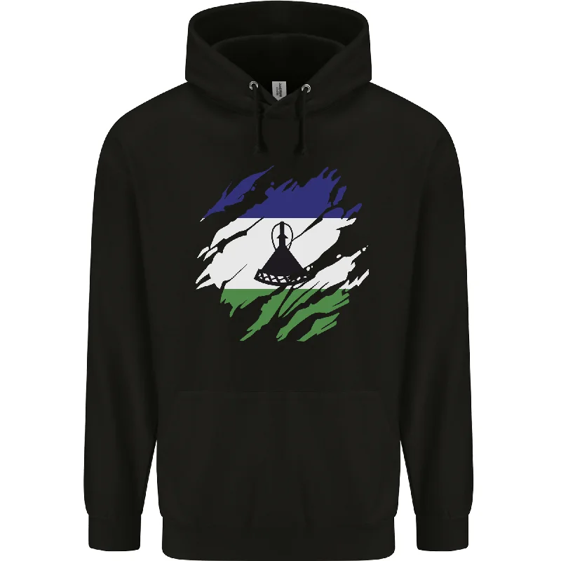 Fantastic Deals Torn Lesotho Flag Basotho Day Football Mens 80% Cotton Hoodie